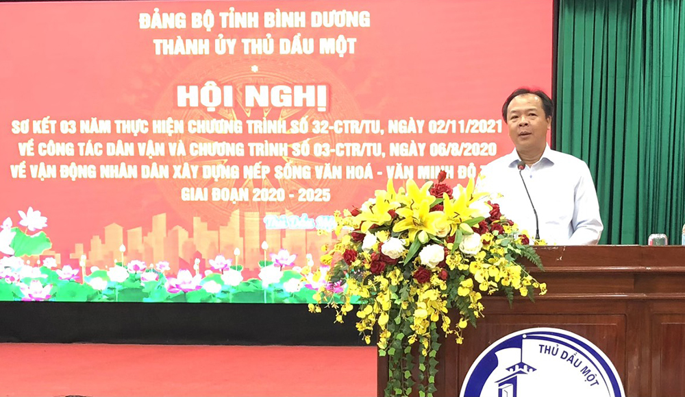 Ông Nguyễn Văn Đông-UV BTV Tỉnh ủy, Bí thư Thành ủy TDM phát biểu chỉ đạo tại hội nghị.jpg